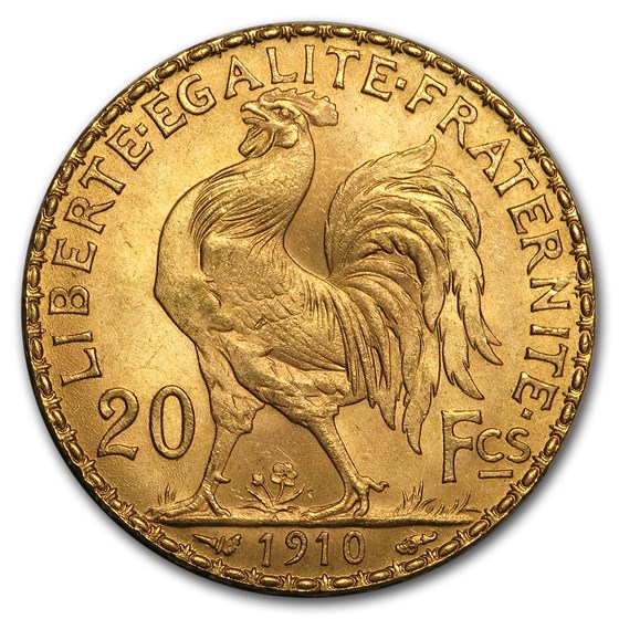 1910 France Gold 20 Francs Rooster BU 1910 France Gold 20 Francs Rooster BU