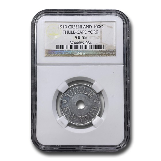 1910 Greenland 100 Ore Token AU-55 NGC 1910 Greenland 100 Ore Token AU-55 NGC