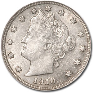 1910 Liberty Head V Nickel AU 1910 Liberty Head V Nickel AU