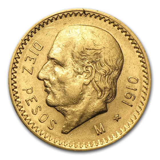 1910 Mexico Gold 10 Pesos AU