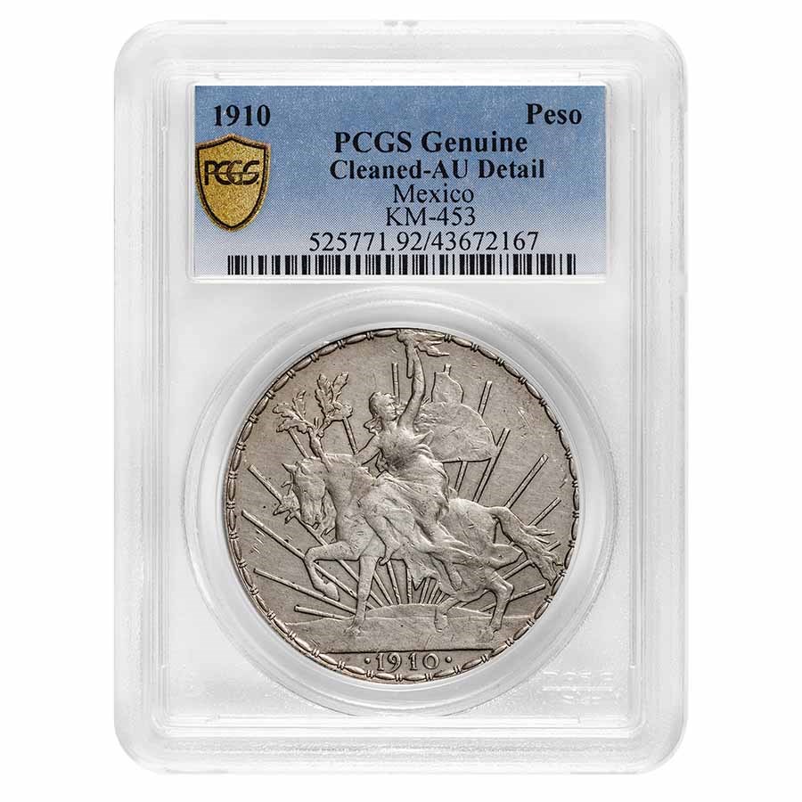 1910 Mexico Silver Peso Caballito AU Details PCGS (Cleaned)
