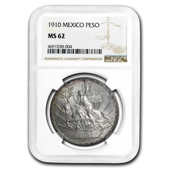 1910 Mexico Silver Peso Caballito MS-62 NGC