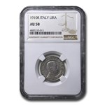 1910-R Italy Silver Lira Vittorio Emanuele III AU-58 NGC