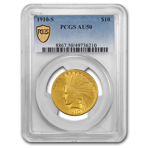 1910-S $10 Indian Gold Eagle AU-50 PCGS 1910-S $10 Indian Gold Eagle AU-50 PCGS