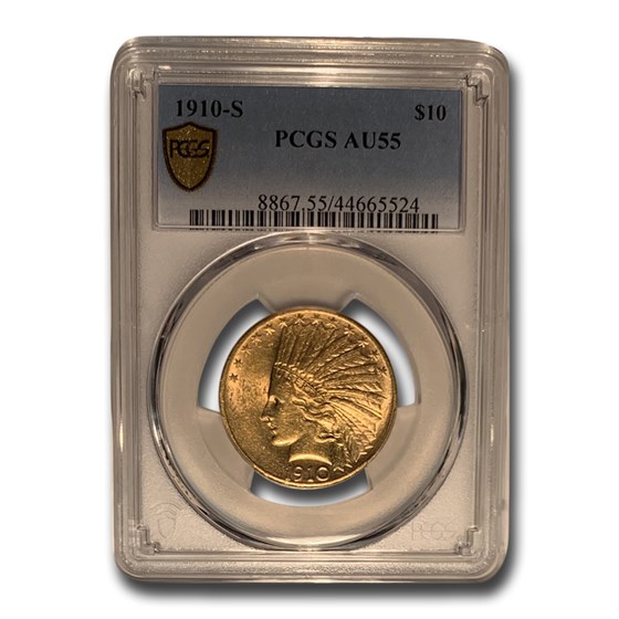 1910-S $10 Indian Gold Eagle AU-55 PCGS 1910-S $10 Indian Gold Eagle AU-55 PCGS