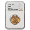 1910-S $10 Indian Gold Eagle AU-58 NGC