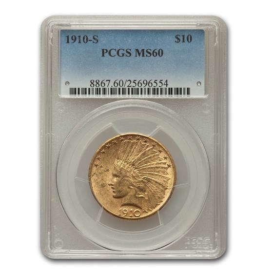 1910-S $10 Indian Gold Eagle MS-60 PCGS 1910-S $10 Indian Gold Eagle MS-60 PCGS