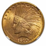 1910-S $10 Indian Gold Eagle MS-62 NGC
