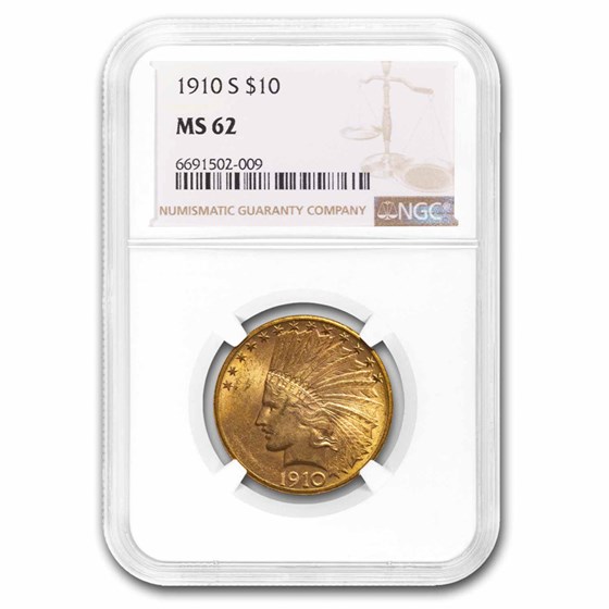 1910-S $10 Indian Gold Eagle MS-62 NGC 1910-S $10 Indian Gold Eagle MS-62 NGC
