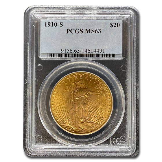 1910-S $20 Saint-Gaudens Gold Double Eagle MS-63 PCGS 1910-S $20 Saint-Gaudens Gold Double Eagle MS-63 PCGS