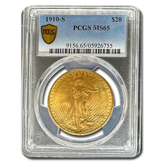 1910-S $20 Saint-Gaudens Gold Double Eagle MS-65 PCGS 1910-S $20 Saint-Gaudens Gold Double Eagle MS-65 PCGS