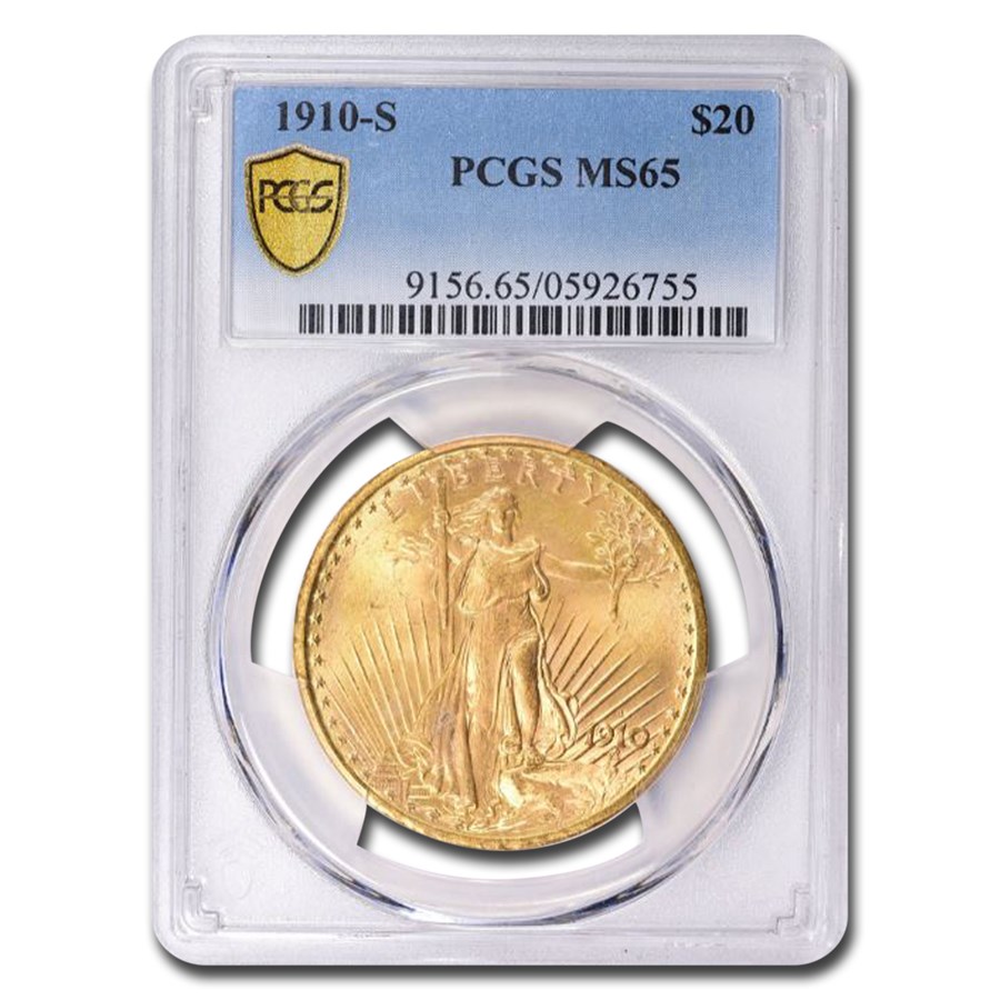 1910-S $20 Saint-Gaudens Gold Double Eagle MS-65 PCGS