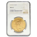 1910-S $20 St Gaudens Gold Double Eagle MS-61 NGC