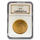 1910-S $20 St Gaudens Gold Double Eagle MS-62 NGC