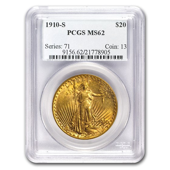 1910-S $20 St Gaudens Gold Double Eagle MS-62 PCGS 1910-S $20 St Gaudens Gold Double Eagle MS-62 PCGS