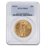 1910-S $20 St Gaudens Gold Double Eagle MS-64 PCGS