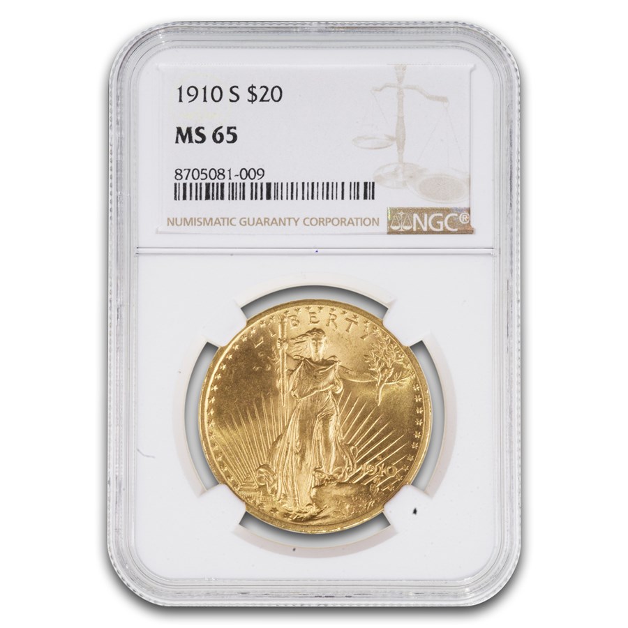 1910-S $20 St Gaudens Gold Double Eagle MS-65 NGC