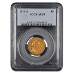 1910-S $5 Indian Gold Half Eagle AU-55 PCGS