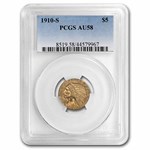 1910-S $5 Indian Gold Half Eagle AU-58 PCGS