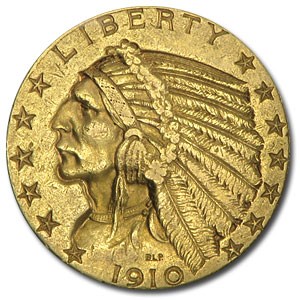 1910-S $5 Indian Gold Half Eagle AU 1910-S $5 Indian Gold Half Eagle AU