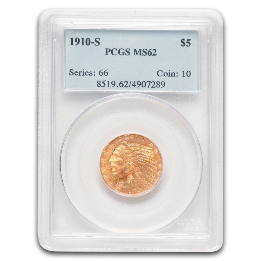 1910-S $5 Indian Half Eagle MS-62 PCGS