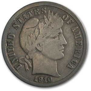 1910-S Barber Dime Fine 1910-S Barber Dime Fine