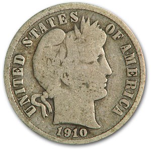 1910-S Barber Dime Good 1910-S Barber Dime Good