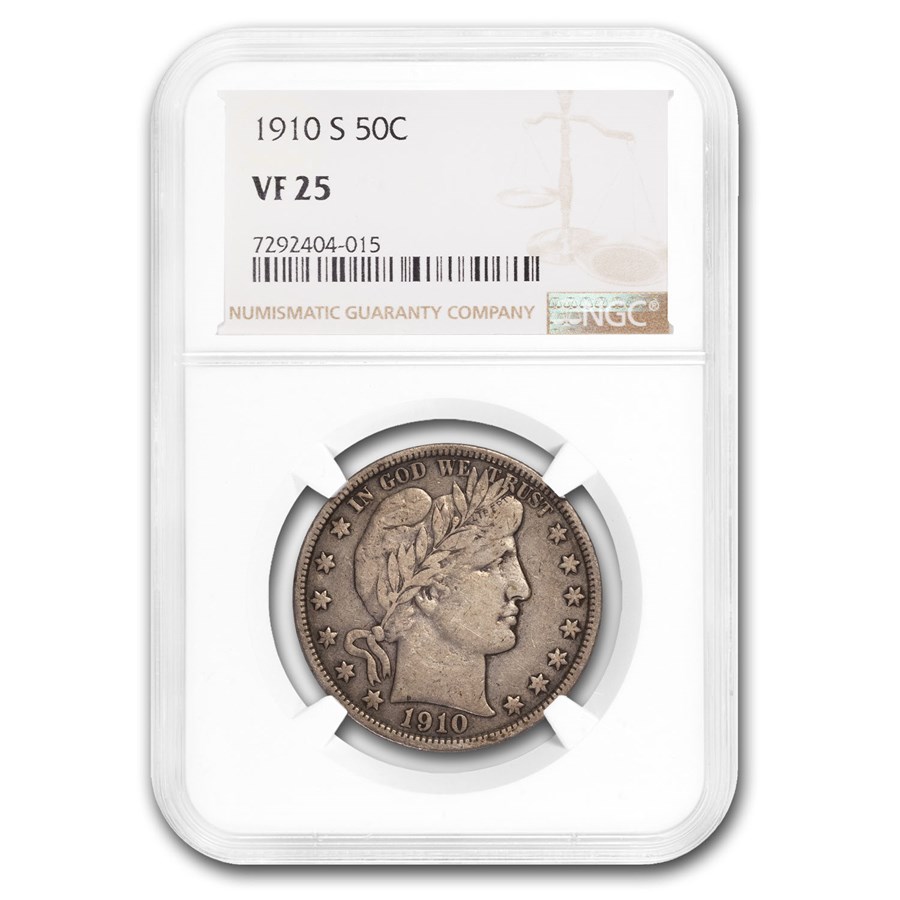 1910-S Barber Half Dollar VF-25 NGC