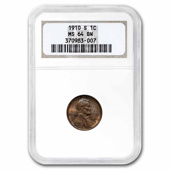 1910-S Lincoln Cent MS-64 NGC (Brown)