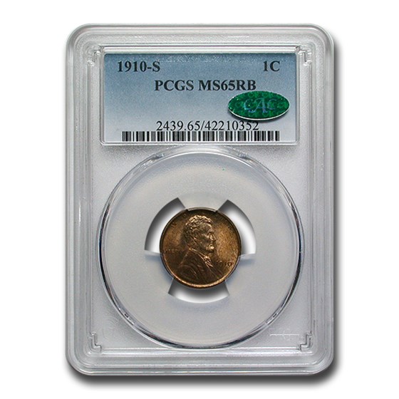 1910-S Lincoln Cent MS-65 PCGS CAC (Red/Brown) 1910-S Lincoln Cent MS-65 PCGS CAC (Red/Brown)