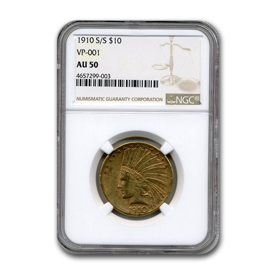 1910-S/S $10 Indian Gold Eagle AU-50 NGC (VP-001) 1910-S/S $10 Indian Gold Eagle AU-50 NGC (VP-001)