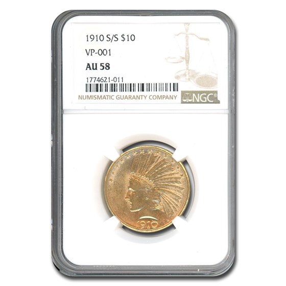 1910-S/S $10 Indian Gold Eagle AU-58 NGC (VP-001) 1910-S/S $10 Indian Gold Eagle AU-58 NGC (VP-001)