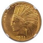 1911 $10 Indian Gold Eagle AU-58 NGC
