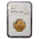 1911 $10 Indian Gold Eagle AU-58 NGC