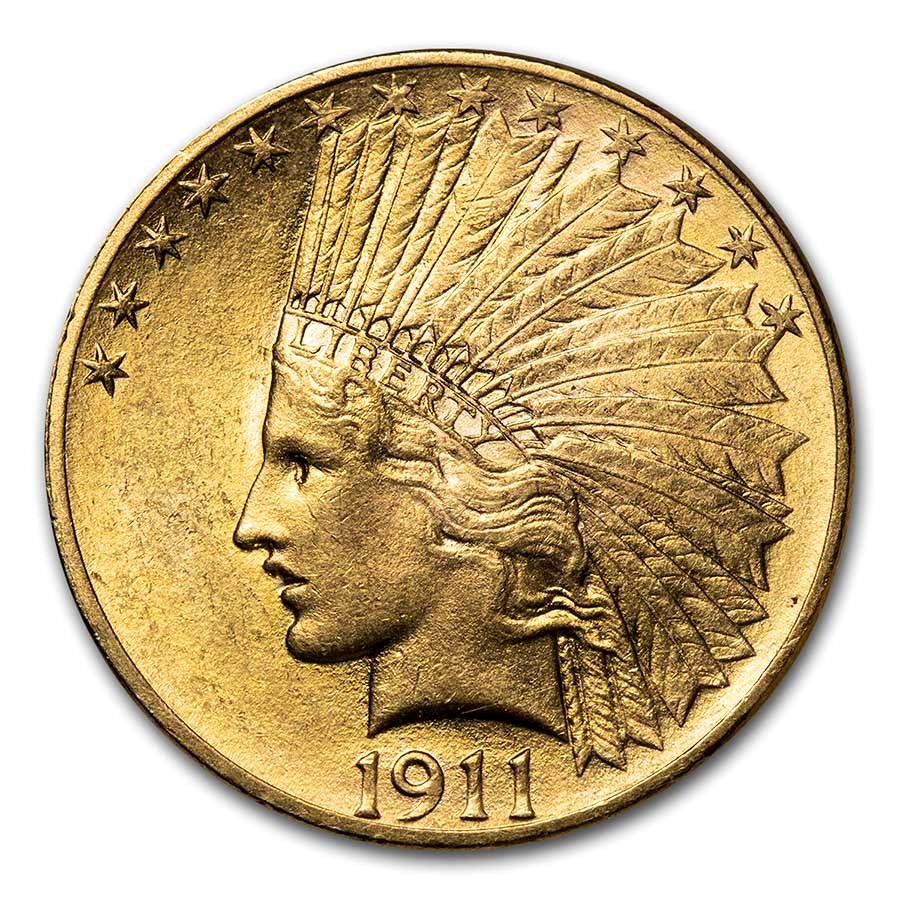 1911 $10 Indian Gold Eagle AU
