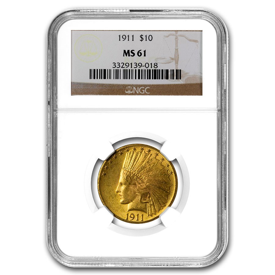 1911 $10 Indian Gold Eagle MS-61 NGC