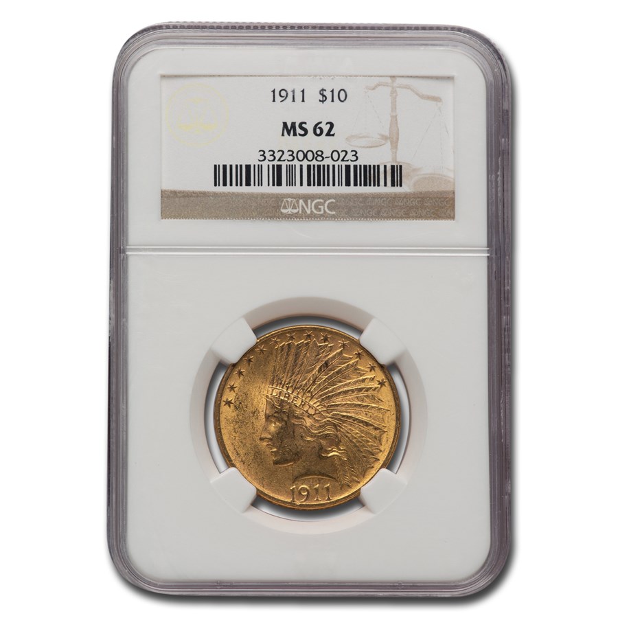 1911 $10 Indian Gold Eagle MS-62 NGC