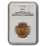 1911 $10 Indian Gold Eagle MS-63 NGC