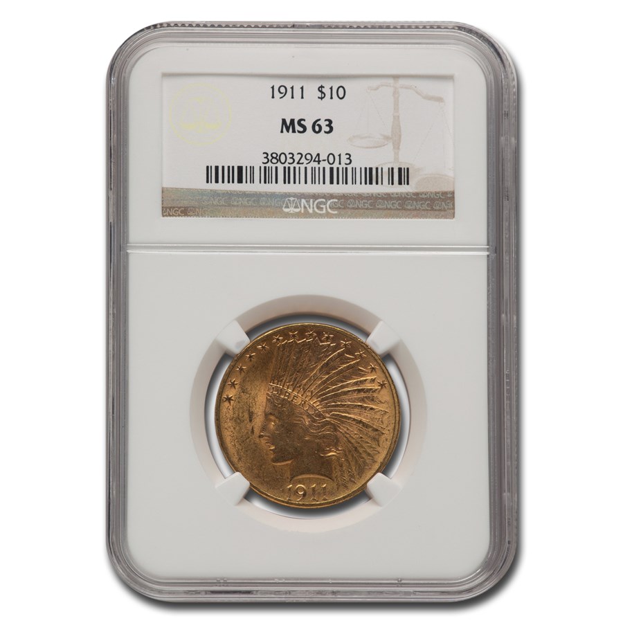 1911 $10 Indian Gold Eagle MS-63 NGC