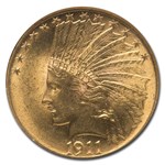 1911 $10 Indian Gold Eagle MS-64 NGC