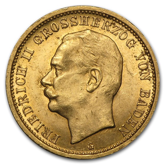 1911-1914 Germany Gold 20 Marks Baden Friedrich II BU 1911-1914 Germany Gold 20 Marks Baden Friedrich II BU
