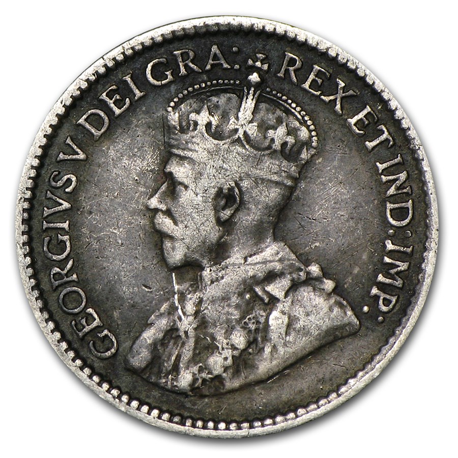 1911-1919 Canada Silver 5 Cents George V Avg Circ