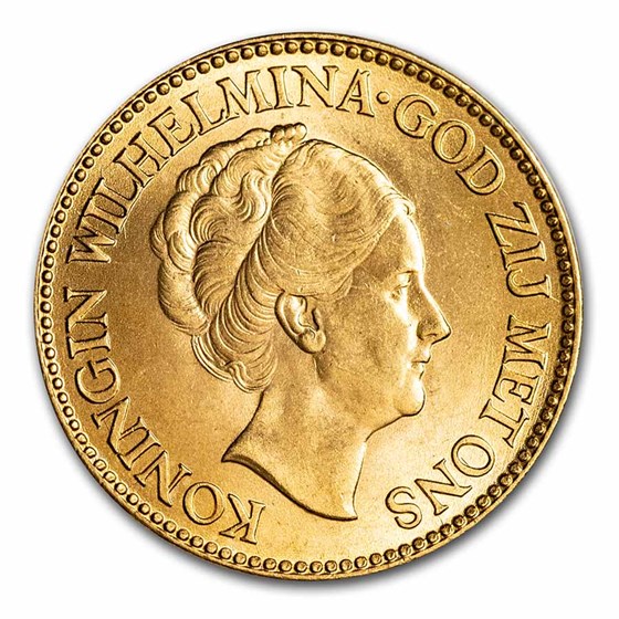 1911-1933 Netherlands Gold 10 Guilders Wilhelmina I BU (Random) 1911-1933 Netherlands Gold 10 Guilders Wilhelmina I BU (Random)