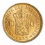1911-1933 Netherlands Gold 10 Guilders Wilhelmina I BU (Random)