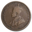1911-1936 Australia Bronze 1/2 Penny George V Avg Circ