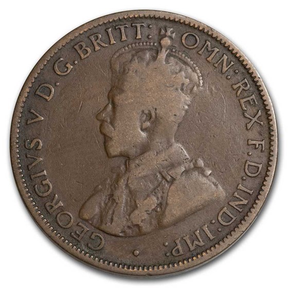 1911-1936 Australia Bronze 1/2 Penny George V Avg Circ 1911-1936 Australia Bronze 1/2 Penny George V Avg Circ