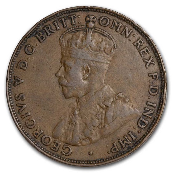 1911-1936 Australia Bronze Penny George V Avg Circ 1911-1936 Australia Bronze Penny George V Avg Circ