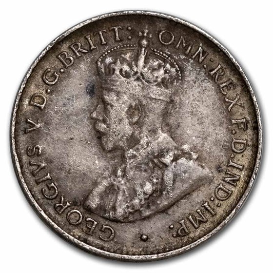 1911-1936 Australia Silver 3 Pence George V Avg Circ 1911-1936 Australia Silver 3 Pence George V Avg Circ