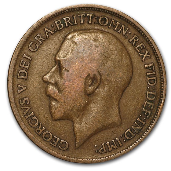 1911-1936 Great Britain Large Pennies George V Avg Circ 1911-1936 Great Britain Large Pennies George V Avg Circ