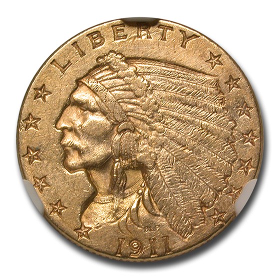 1911 $2.50 Indian Gold Quarter Eagle AU-58 NGC 1911 $2.50 Indian Gold Quarter Eagle AU-58 NGC
